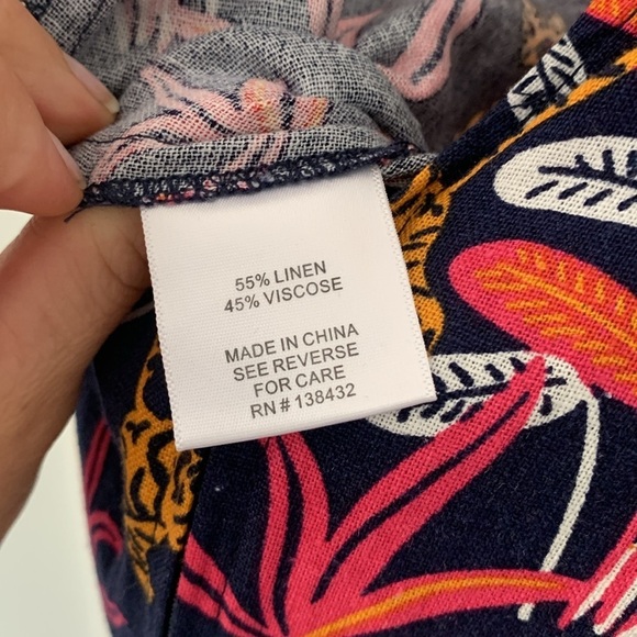 ModCloth Cat floral Print Jumpsuit size S‎ navy pockets linen navy summer party - Picture 8 of 14